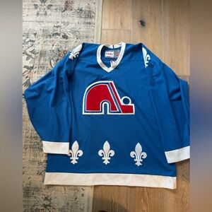 CCM Quebec Nordiques Jersey Vintage XL mens Blue and White Hockey Jersey NHL